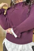 Conrad Batwing Ruffle Cuff Knit Damson